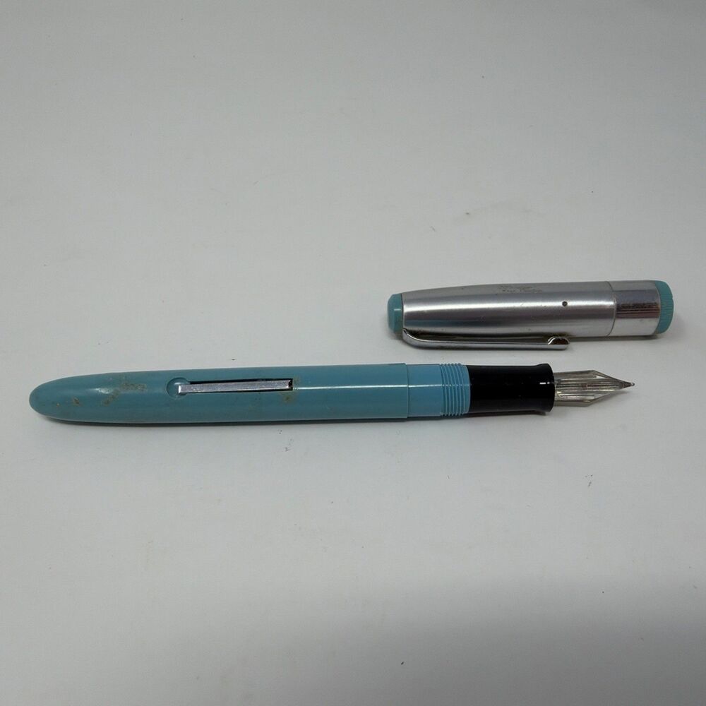 Vintage 1950’s Baby Blue WearEver Fountain Pen Medium Stainless Nib *READ*